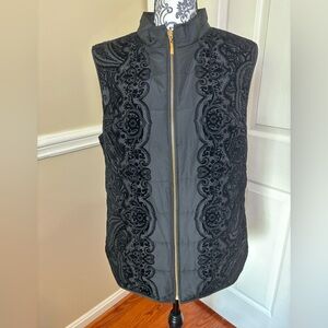 NWT Charter Club, Elegant Black Embroidered Women's Vest, Paisley, size Lg.